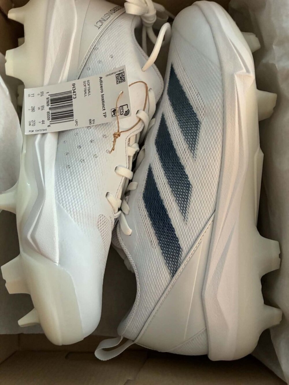 Adidas Women's 11 Adizero Instinct TPU Softball Cleats IH3473 White/Navy Blue